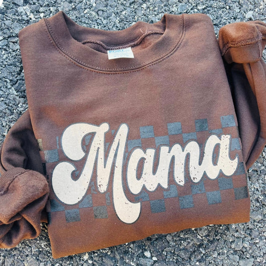 Checkered Mama Crew Sweatshirt