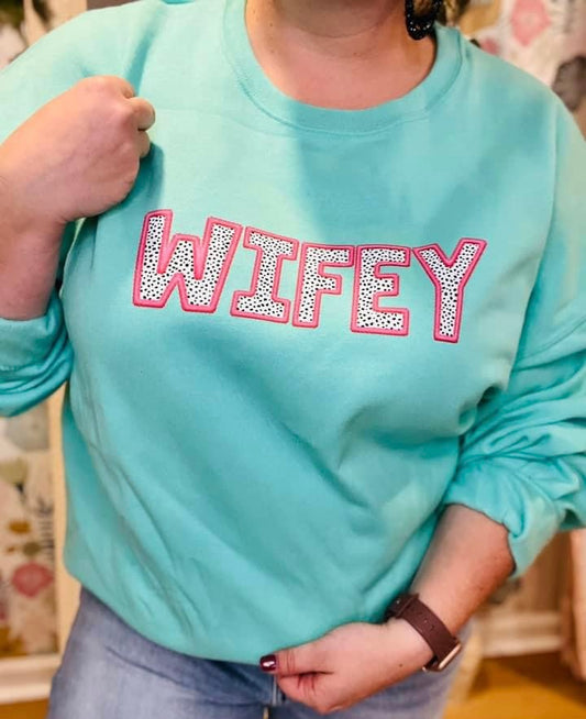 Wifey Seafoam Crew Sweatshirt