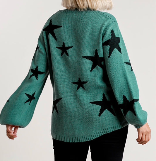Plus Star Round Neck Pullover Sweater