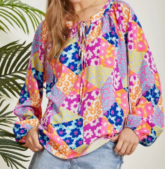 All Over Floral Billow Sleeve Top