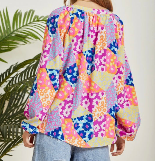 All Over Floral Billow Sleeve Top