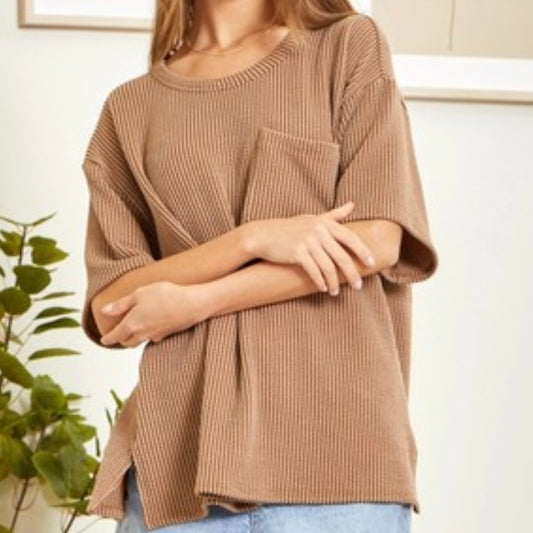 Ribbed Textured Tunic Top