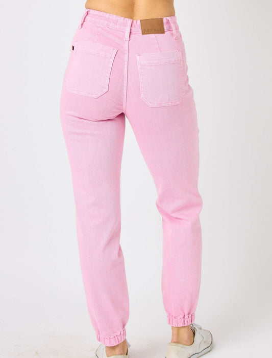 Judy Blue High Waist Light Pink Garment Dyed Joggers