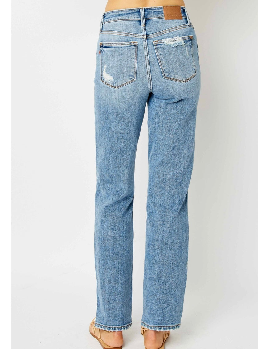 Judy Blue High Waisted Straight Distressed Jeans