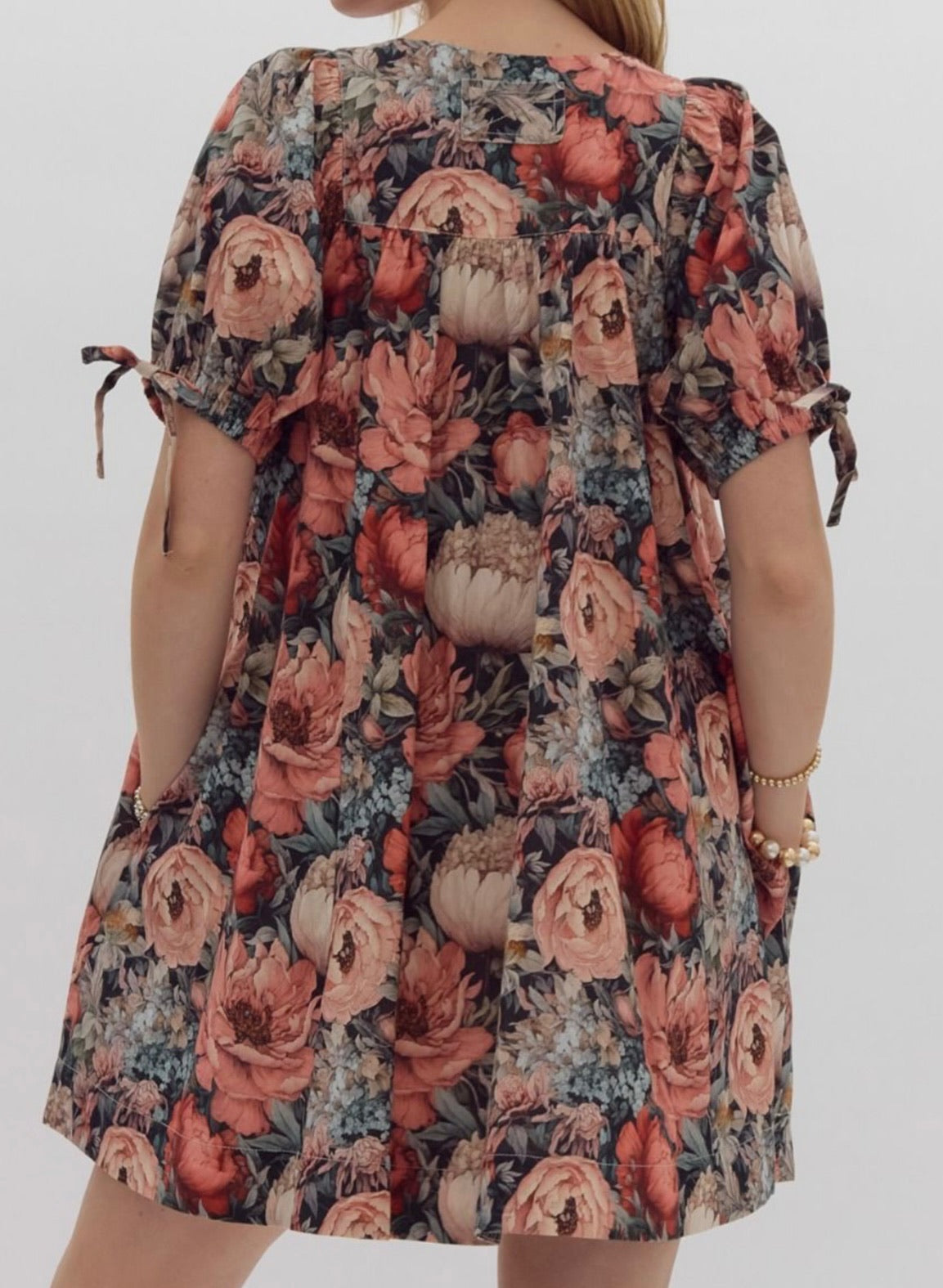 Antique Rose Puff Sleeve Dress