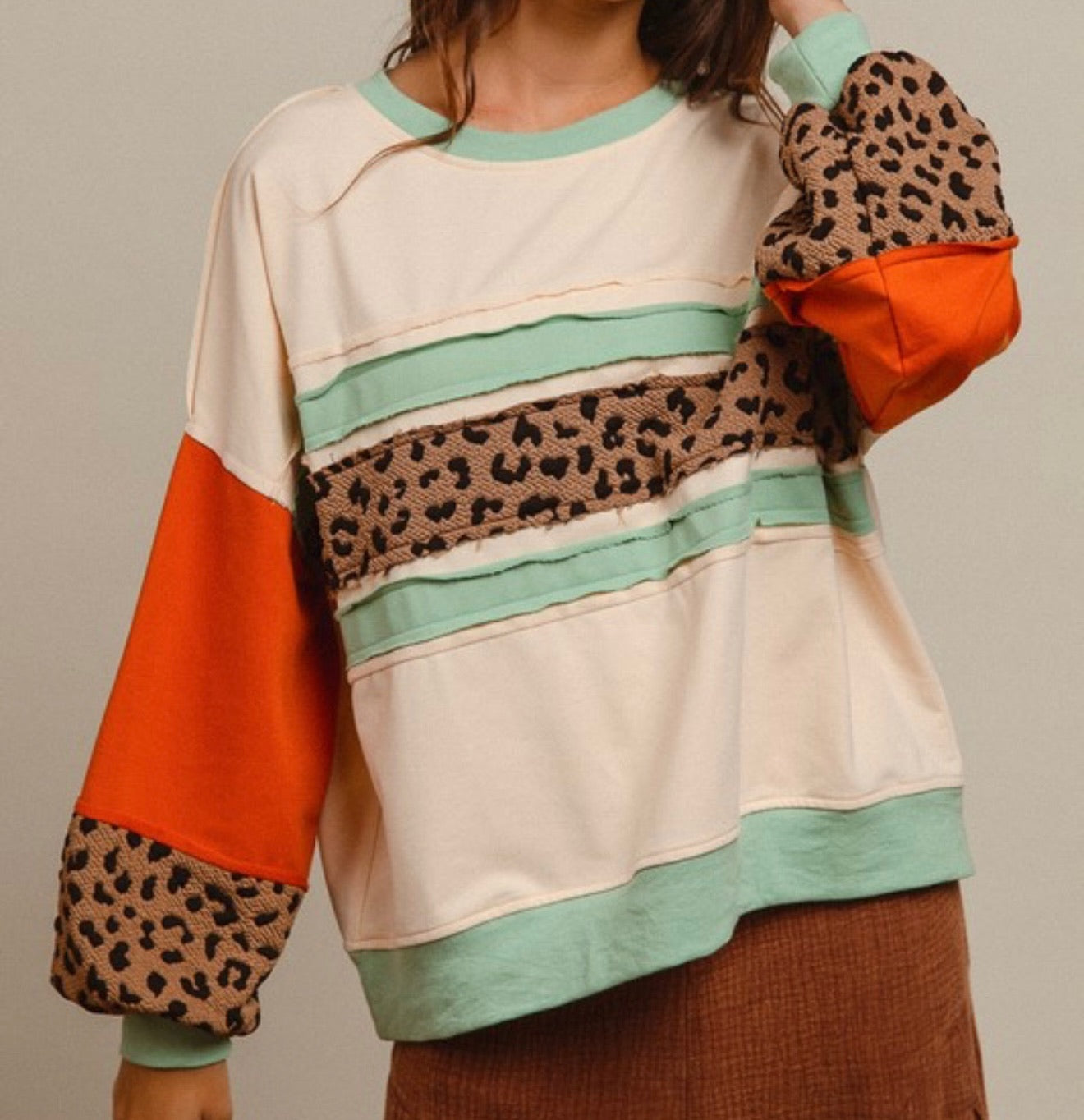 Electric Leopard Striped Pullover