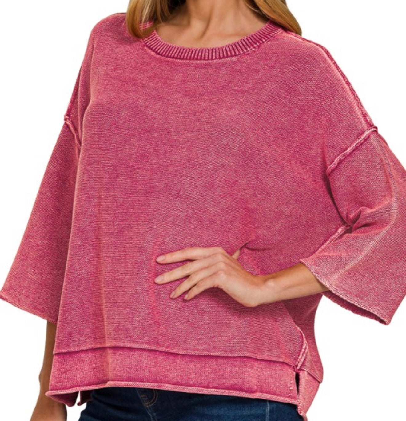 Washed Knit Oversized Top