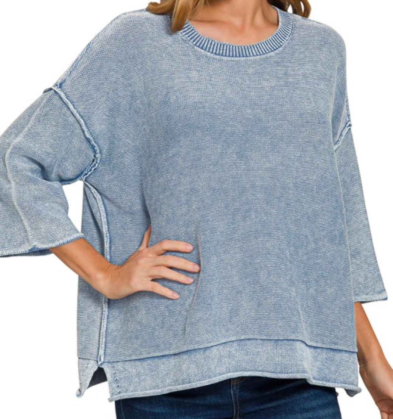 Washed Knit Oversized Top