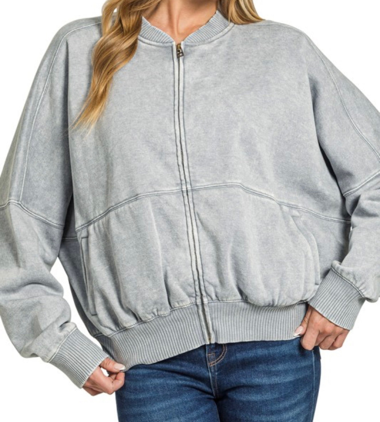 Comfort Zone Washed Zip-Up