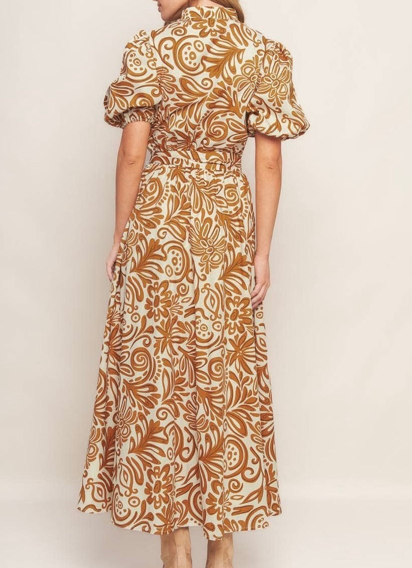 The Swirl Theory Puff Sleeve Midi