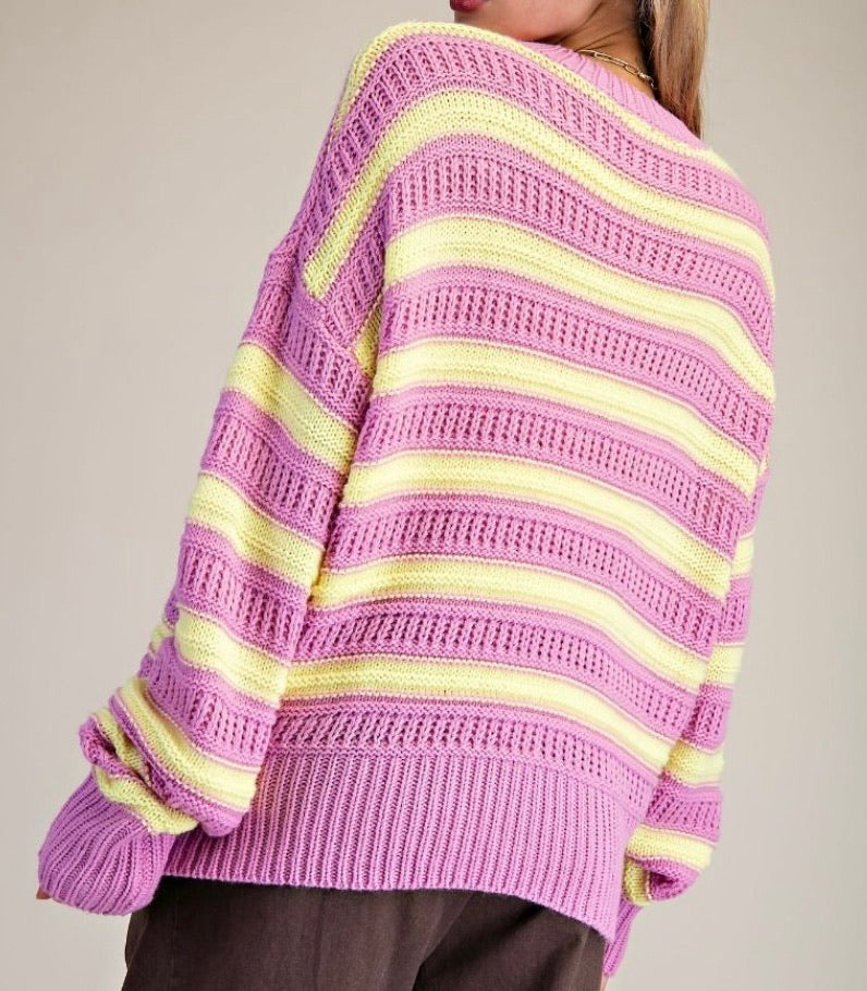 Lavender Lemon Striped Sweater