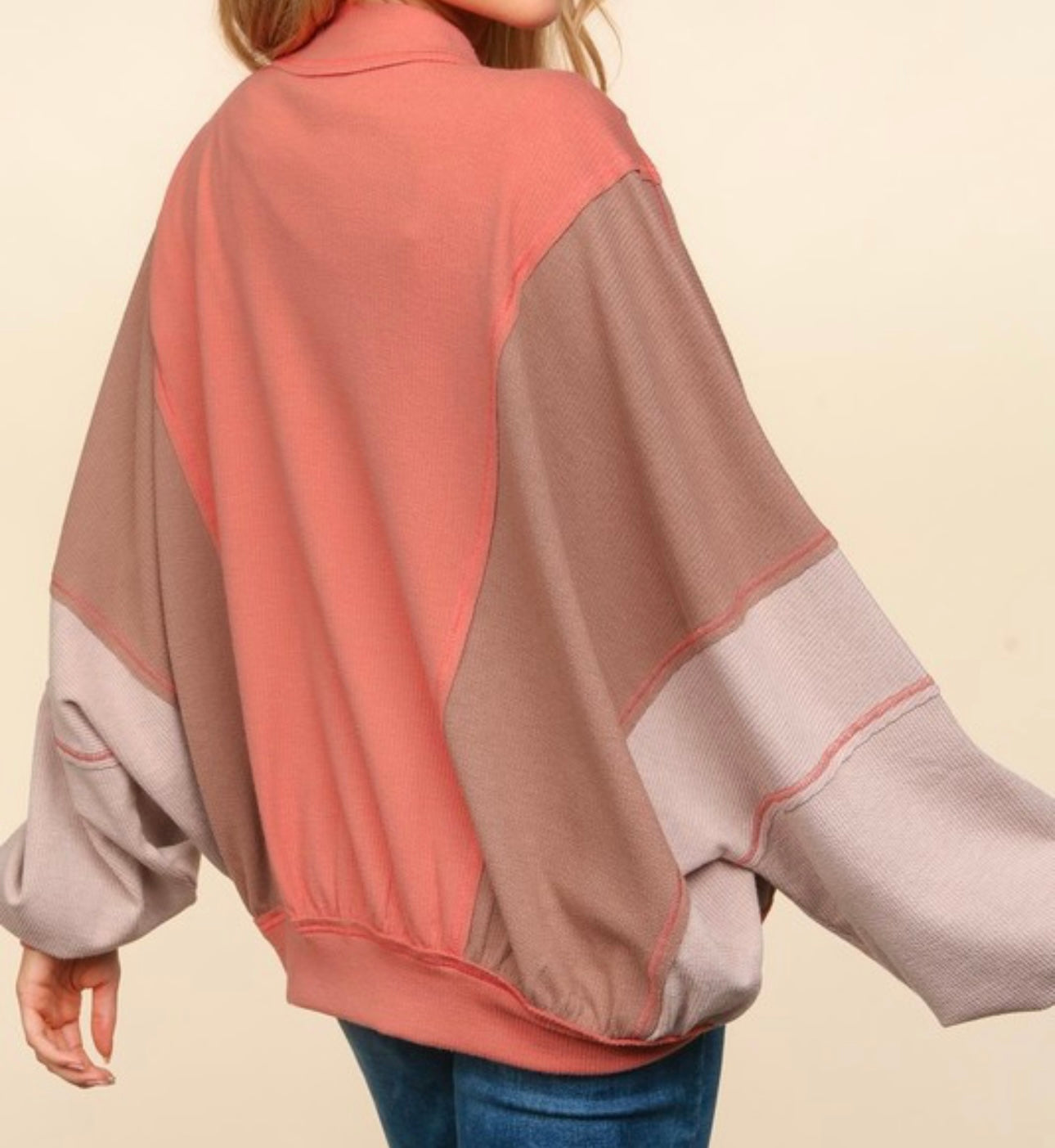 Oversized Zip Up Dolman Sleeve Jacket