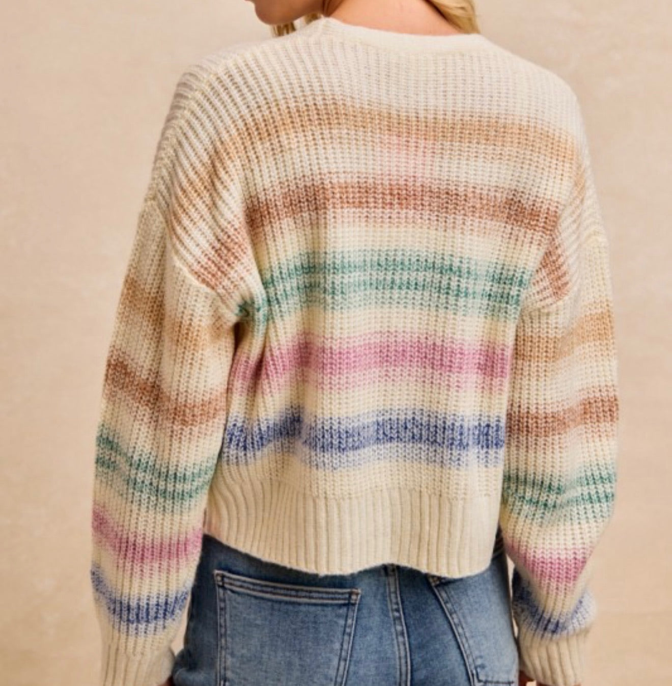 Soft Focus Stripe Button Cardigan