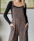 Ribbed Animal Print Relaxed Fit Overall Jumpsuit