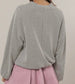 Balloon Sleeve Striped Knit Long Sleeve Top