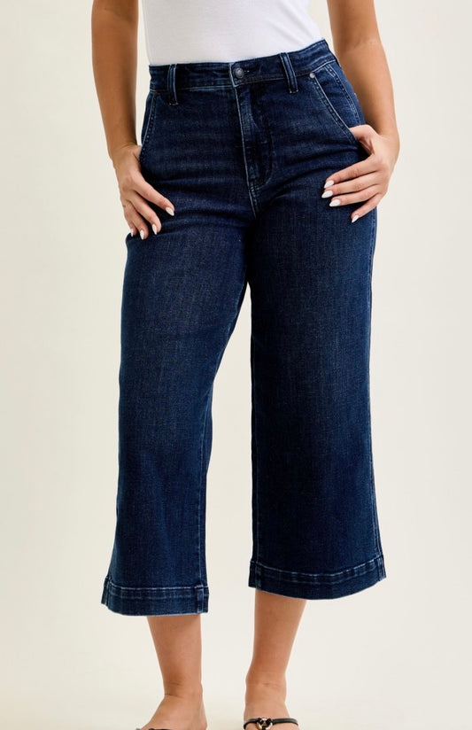 Judy Blue High Waisted Ankle Wide Trouser Jeans - 82694