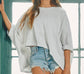 Heather Grey Twist Cuff Oversized Top