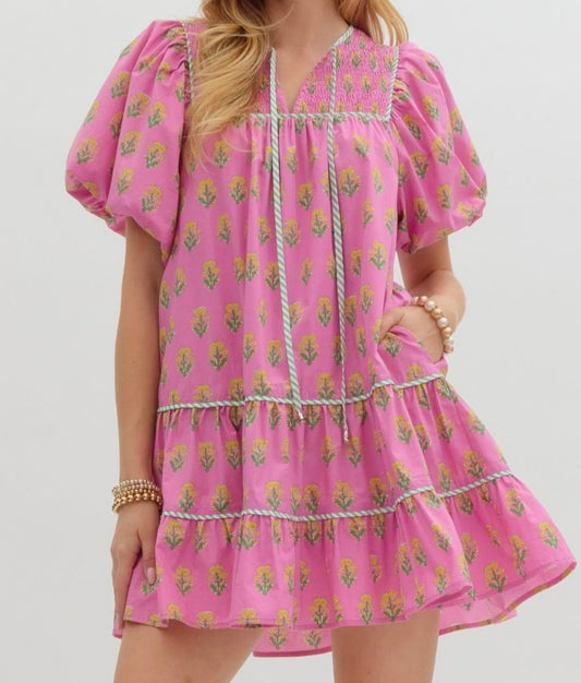 Pretty In Pink Floral Print Dress