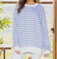 Bubble Poly Cotton Stripe Long Sleeve Top