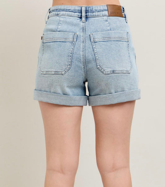 Judy Blue Light Wash High Waisted Cuff Jogger Shorts