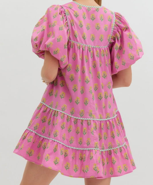Pretty In Pink Floral Print Dress
