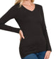 Brushed Basic Long Sleeve V-Neck Tee