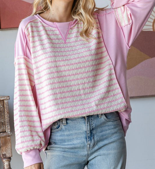 Textured Stripe Pullover Top