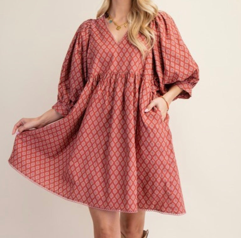 Mulled Rose Mini Dress