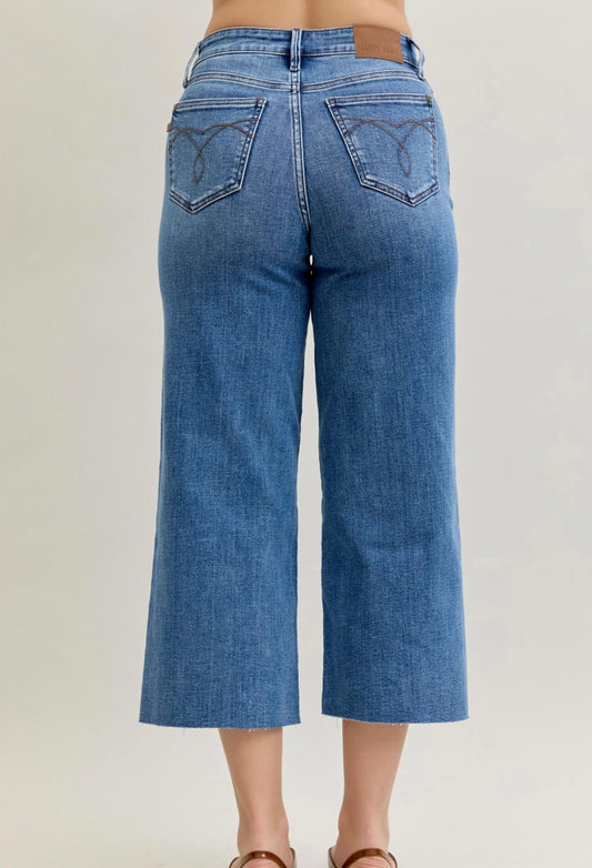 Judy Blue High Waisted Cropped Wide Leg Jeans - 82684