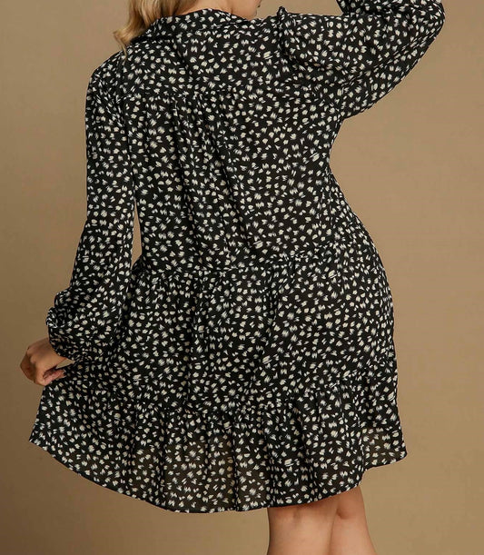 Plus Animal Print Collared Dress