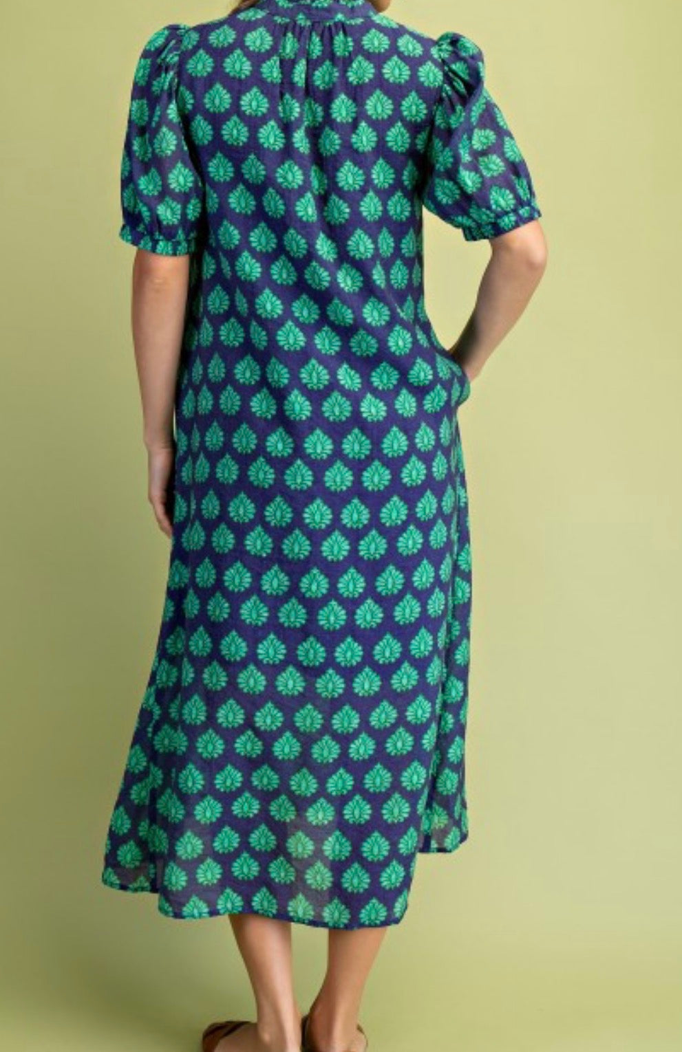 Sapphire Sprig Button-Front Dress