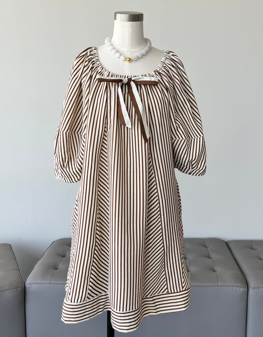 Cocoa Ribbon Stripe Dress