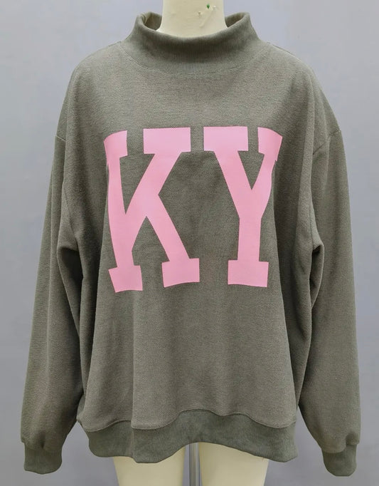KY Floral Reversible Mock Neck Sweatshirt