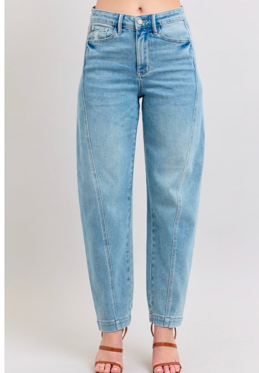 Judy Blue HW Side Panel Barrel Leg Jeans - 88959