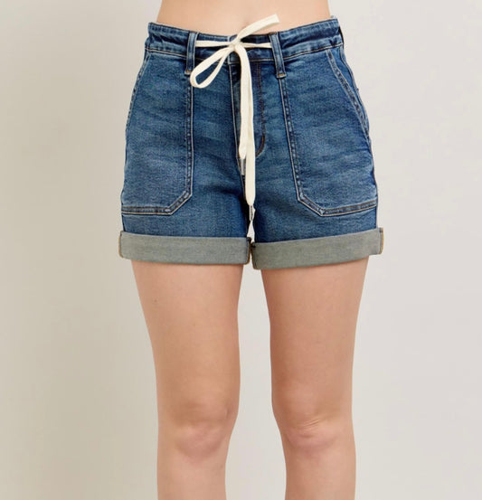 Judy Blue Dark Wash High Waisted Cuff Jogger Shorts