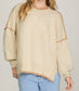 Oatmeal Long Sleeve Contrast Sweater