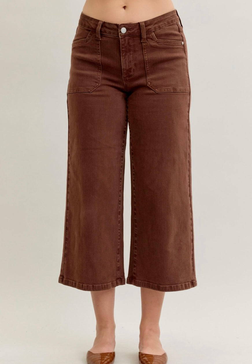 Judy Blue Mid Rise Maple Garment Dyed Cropped Jeans - 881017