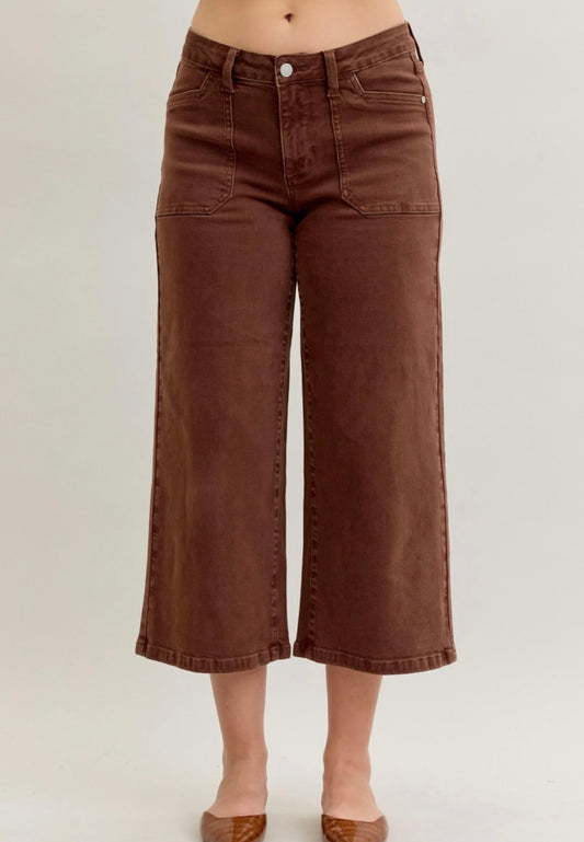 Judy Blue Mid Rise Maple Garment Dyed Cropped Jeans - 881017