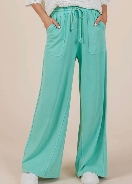 Mineral Wash French Terry Wide Leg Pants