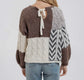 Colorblock Chevron Cable Knit Sweater