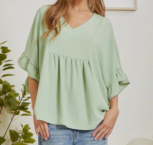 Plus Size Half Sleeve Babydoll Top