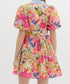 Floral Bubble Sleeve Tiered Mini Dress