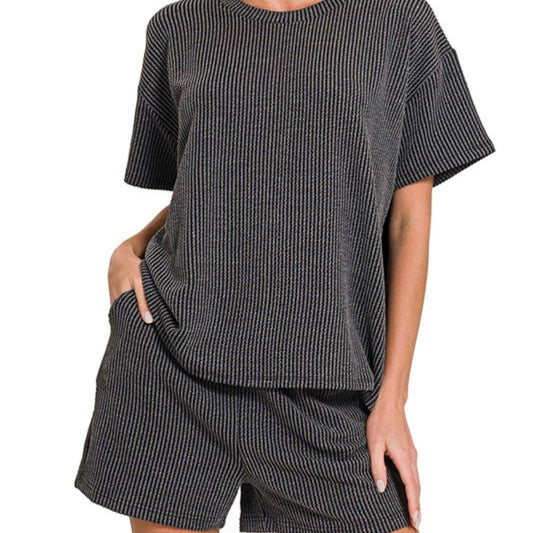 Ribbed Short Sleeve Set