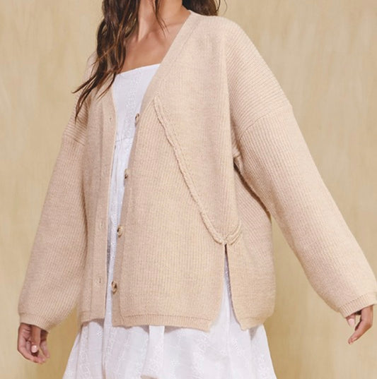Taupe Slouchy Knitted Cardigan