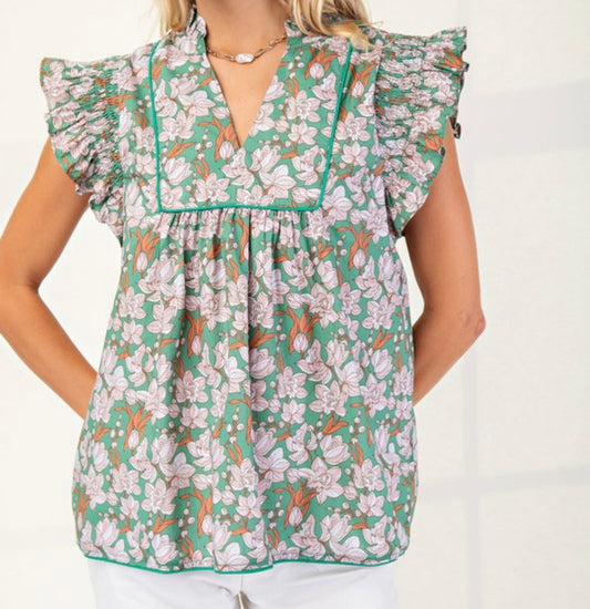 Magnolia Garden Flutter Top
