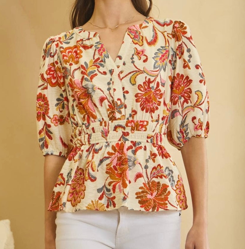 Golden Dahlia Cinched Top