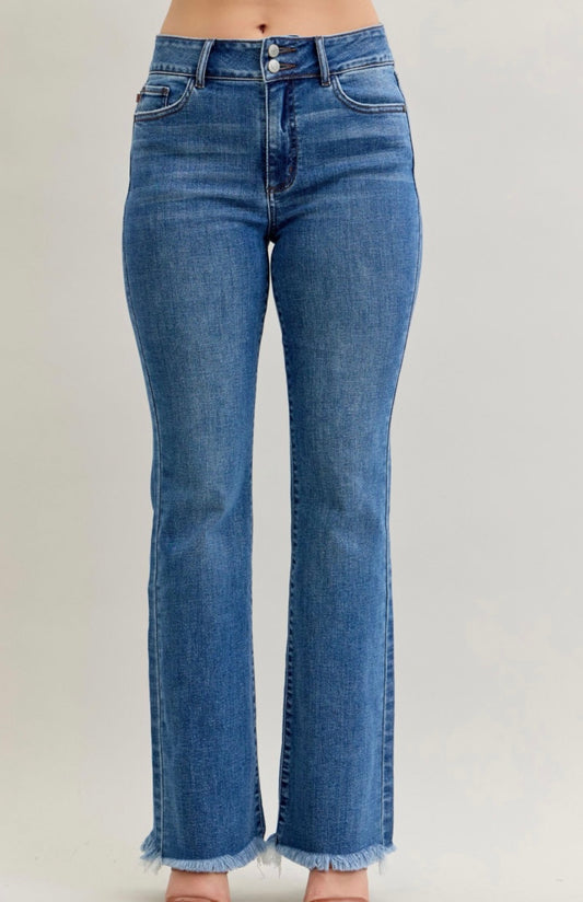 Judy Blue High Waisted Boot Cut Fray Hem Jeans - 82686