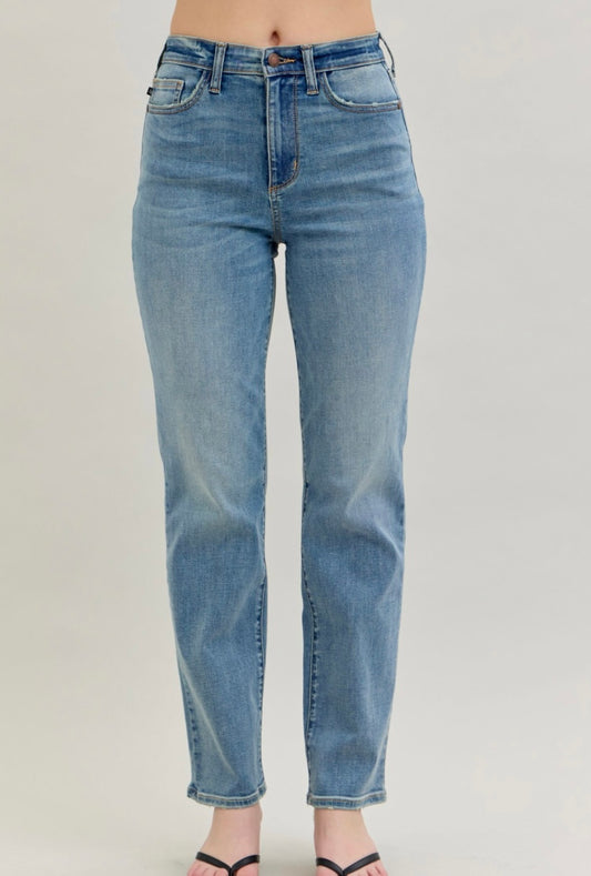 Judy Blue High Waisted Medium Wash Straight Fit Jeans - 8602