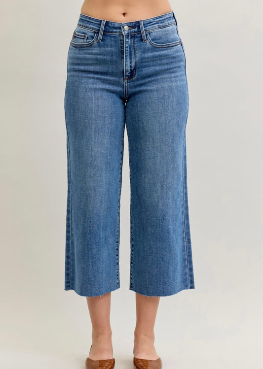 Judy Blue High Waisted Cropped Wide Leg Jeans - 82684