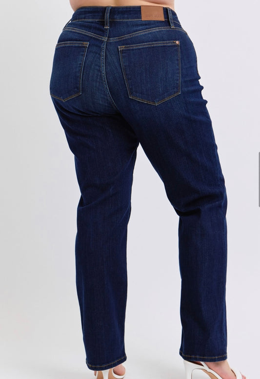 Judy Blue High Waisted Dark Straight Fit Jeans Plus Size - 82627